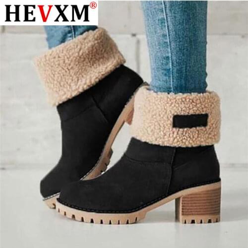 Women Winter Fur Warm Snow Boots Ladies Warm wool booties Ankle Boot Comfortable Shoes plus size 35-43 Casual Women Mid Boots