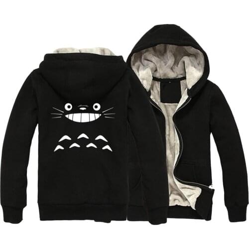 Woman Girl Parkas Full Zip Coat Plus Velvet Smiley Totoro Smiling Expression Grin My Neighbor Autumn Winter ZIIART