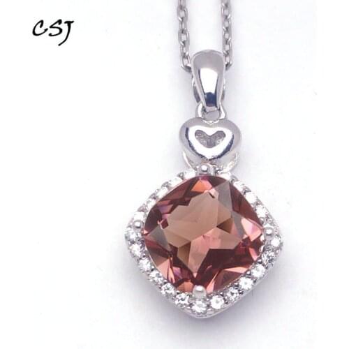 CSJ Zultanite Pendants Sterling 925 Silver Cushion Cut 8MM Created Sultanite Color Change Fine Jewelry For Women Party Wedding