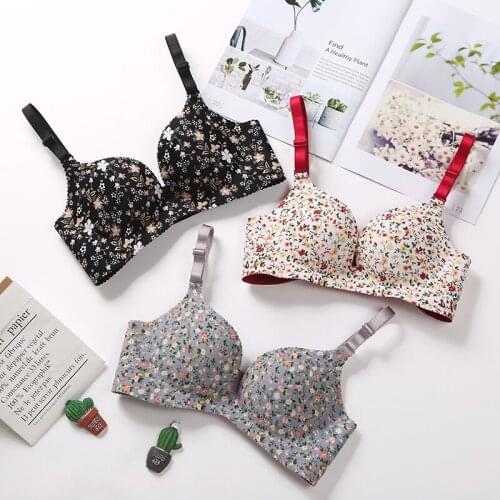 Women One-Piece Flower Print Seamless Bra Sexy Lingerie Floral Push Up Bras Underwear