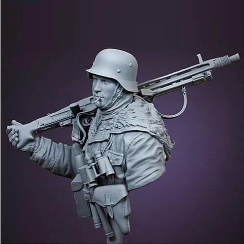 1/10 Assembly Resin Bust Kit Soldier with MG42