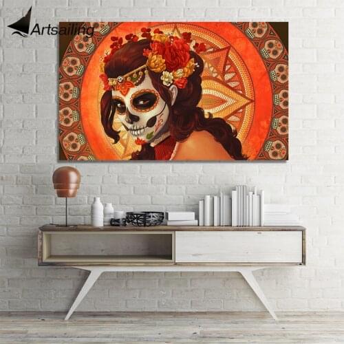 1 Panel Free shipping Day of the Dead Face print painting on canvas Wall Art Picture Home Decoration/we017