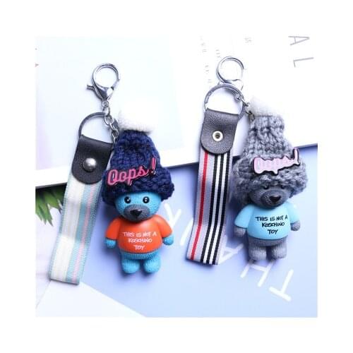 2019 Teddy Bear Key Chains Women Cute Bear Love Ribbon Keychain Key Rings Fashion Bag Car Charms Jewelry For Valentines Day Gift