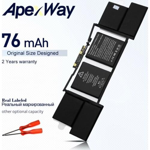 ApexWay 11.4V 76Wh A1820 laptop battery for Apple MacBook 15" A1707 ( 2016 years )