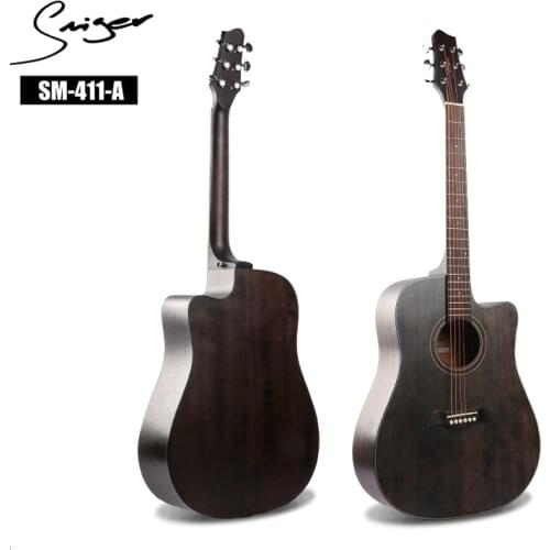 Smiger Stain Finish Acoustic Guitar SM-411A 41 Inch Dreadnought Cutaway Guitar Spruce&Mahogany 21 Frets Guitar Music Instrument