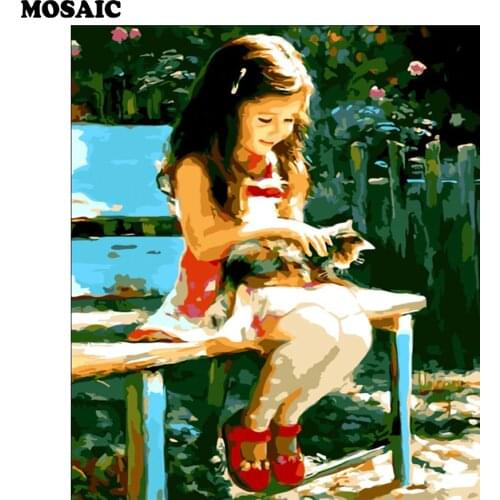 Diamond mosaic angel girl and cat diy diamond painting cross stitch patterns 5d diamond embroidery icon crystal hobby craft