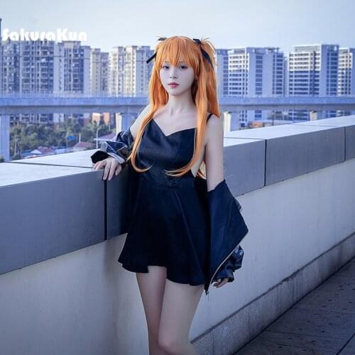 Anime ASS EVA Asuka Cosplay Costume EVA Asuka Langley Soryu Cosplay Costume Sexy Women Dress Coat Halloween Headwear
