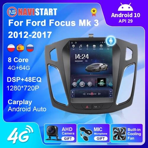 Car Radio For Ford Focus 3 Mk 3 2012-2017 Android 9.0 Tesla Style Multimedia Video Player 9.7 Inch Carplay DSP GPS Navigation