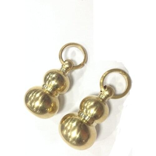 Solid Brass Gourd Key Ring Pendant Pure Hand Plished Large Upgraded Version EDC Pure Copper Gourd Mirror Cord Zipper Pull Bead