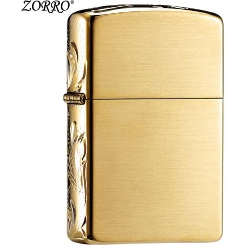 ZORRO Kerosene Lighter Pure Copper Side Carved Drawing Personalized Customization Creative Vintage Grinding Wheel Cigarette Tool