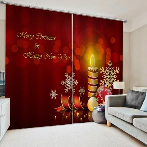 Photo red christmas curtains 3D Window Curtains For Living Room Bedroom Customized size Decoration curtains