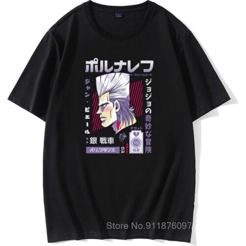 Cool Jojos Bizarre Adventure T Shirt Mens O Neck Jean Polnareff Tshirt Japanese Cotton Anime Manga Tops Gift Tees