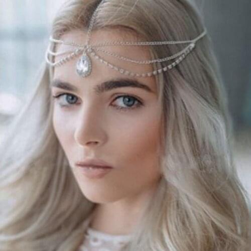 Crystal Forehead Eyebrow Pendant Headdress Forehead Chain Water Drop Hair Accessories Head Chain Bohemian National Headdress