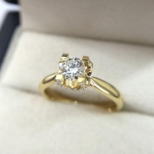 Custom 18K Yellow Gold Moissanite Ring luxurious design 4 claws Ring 1ct 2ct 3ct VVS1 Anniversary Engagement ring jewelry