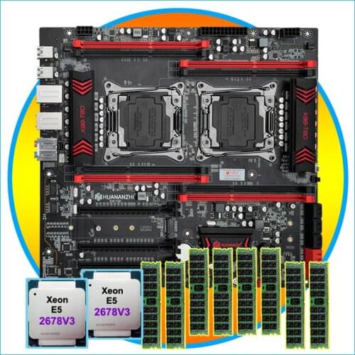 New arrival HUANANZHI dual X99 motherboard combos on sale dual Xeon processor E5 2678 V3 memory 128G(8*16G) 1866 DDR3 REG ECC
