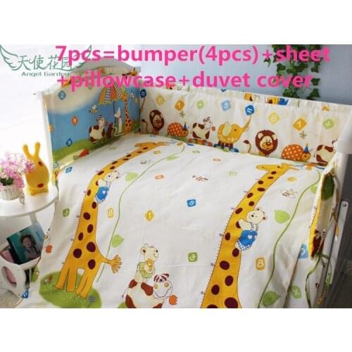 6/7PCS baby bedding set baby cot jogo de cama girls bedclothes pillowcase duvet cover kit de berço , 120*60/120*70cm