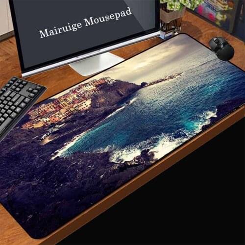 Mairuige Turkey Low Price Promotion Computer MousePad Fishing Village Morning Glow Figure Rubber Non-slip Office Laptop Desk Mat