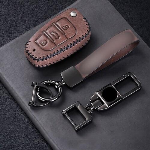 Top Layer Leather Car Remote Key Case Cover Fob Skin Holder Shell Keychain For Audi TT A3 A4 A5 A6 Q3 Q7 R8 Car Accessories
