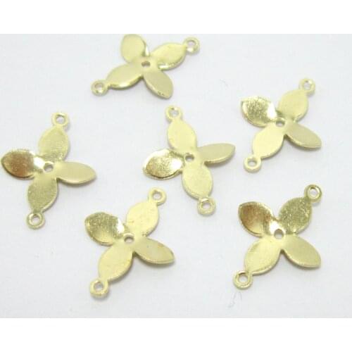 Brass earring charms necklace chain connect 15x11x0.6mm Brass clover findings -50pcs R1399