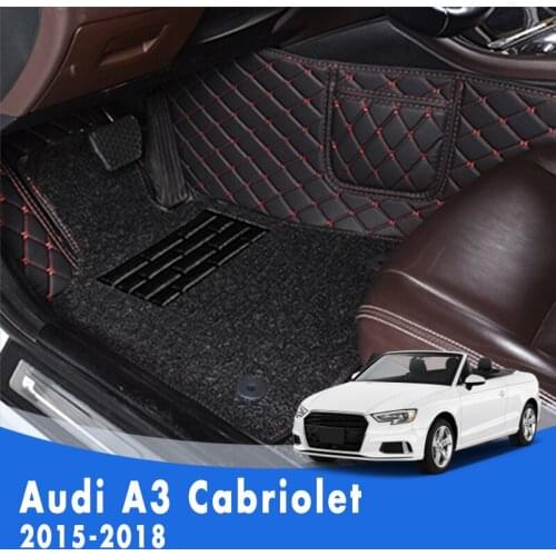 LHD Luxury Double layer Wire loop Carpets Car Floor Mats For Audi A3 Cabriolet 2018 2017 2016 2015 Auto Accessories Interior