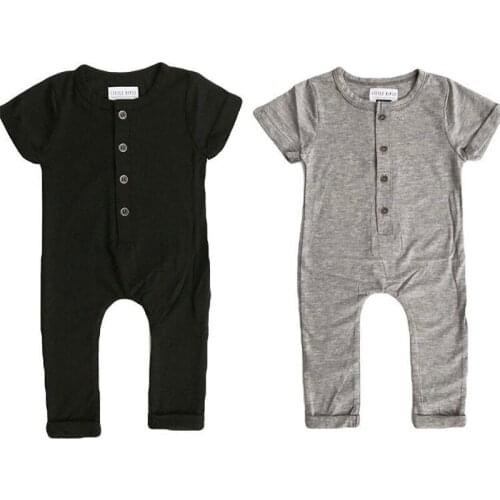 Hot!! Infant Newborn Toddler Baby Boy Girl Clothes Summer Spring Romper Playsuit Casual Short Sleeve Clothes Solid Outfits 0-24M