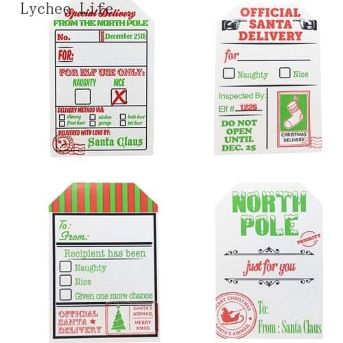 Lychee Life 1Roll Christmas Theme Scrapbooking Paper Stickers 2x3" Kraft Paper Tape Label Stickers Gifts DIY Decoration