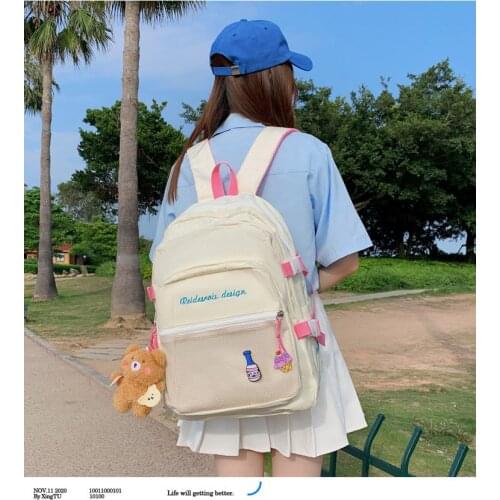 Cute Mesh Cutout Backpack for Teenage Girls Nylon Backpacks Female Larger Capacity Backpack Travel Bag for Women Tote Handbag
