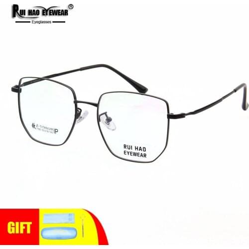 Retro Eyeglasses Frame Men Titanium Optical Glasses Frame Concise Business Spectacles Prescription Rui Hao Eyewear 7785