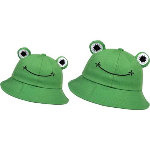 New Cute Frog Bucket Hats Adult Child Parent-Child Bucket Hat Women Summer Outdoor Sun Fishing Cap Cotton Wild Panama Hats