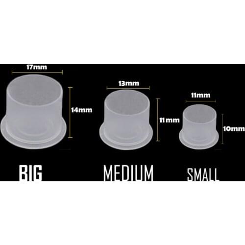 Disposable Small / Middle / Large Ink Pigment Caps with bottom 100pcs Plastic Base Cups Holders Tattoo Tools