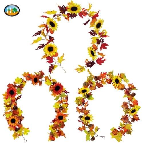 Autumn maple leaf Halloween decoration interior wall hanging simulation sunflower pumpkin harvest festival decoration