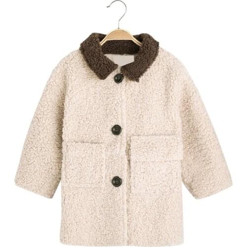 Girls Coat False Fur Coat for Girl Single-breasted Overcoat Autumn Jacket Winter Casual Clothes Girls Jacket
