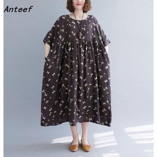Short sleeve cotton vintage animal print dresses for women casual loose long woman summer dress elegant clothes 2021