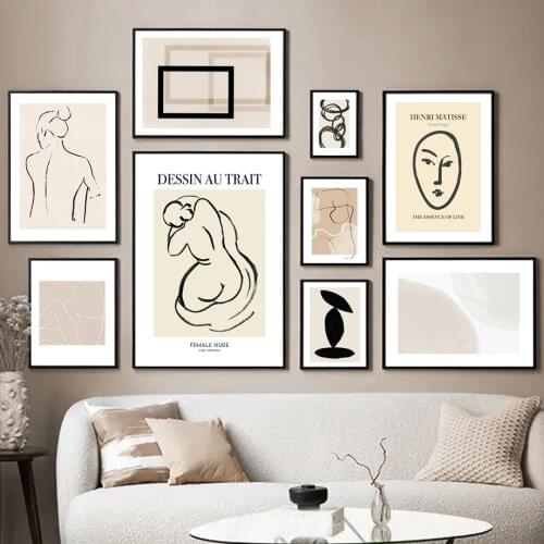 Nordic Poster Nude Curve Lines Girl Matisse Abstract Wall Art Print Canvas Painting Gallery Decoration Pictures For Living Room