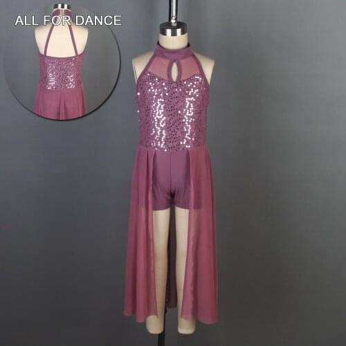 Purple Spandex Sequin Top Bodice Contemporary Dance Dress For Girls&Women Ballet Dance Performance Dance Wear