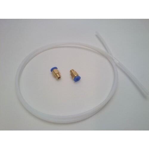 Reprap 3 d printer Bowden tube 1m with fittings OD 4mm ID 2mm (for 1.7mm filament)