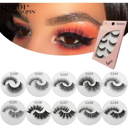 SHIDISHANGPIN 4 Pairs Eyelashes 3d Mink Lashes Natural Cilios Makeup Long Eyelashes Fluffy Mink Eyelashes Faux Cils Maquiagem