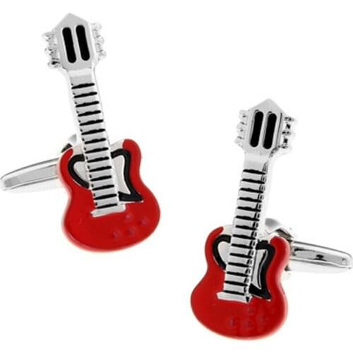 Luxury Men Red Guitar Cufflinks High Quality Lawyer Groom Wedding Cufflinks For Mens Shirt Cuff Links French Jewelry