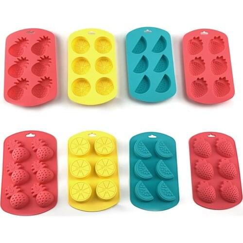 Fruit Shaped Silicone Mold Watermelon Lemon Strawberry Pineapple DIY 6 Cavities Candy Cake Mold for Fondant Chocolate Baking
