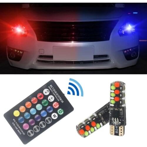 2pcs T10 RGB LED Bulb COB Car Led Remote Controller Lamp Flash/Strobe Reading Wedge Light Clearance lights Auto Parking Lights