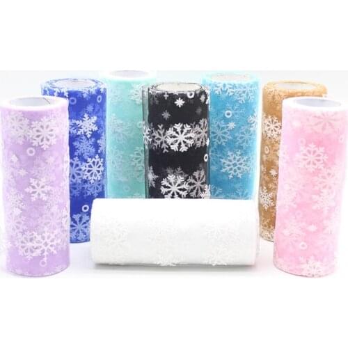 10Y 15Cm Wedding Snowflake Tulle Roll Tulle Knit Sewing Mesh Fabric Diy Tutu Skirt Organza Birthday Party Christmas Decoration