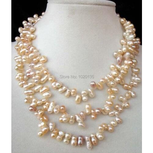 Wow! freshwater pearl necklace pink baroque 50" nature FPPJ wholesale beads