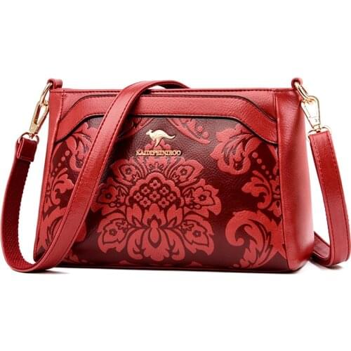 Womens Zipper Casual Shoulder Bags 2021 New Small PU Leather Messenger Bag Lady Large Capacity Designer Flower Pattern Handbags