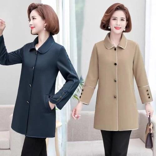 Ladies Windbreaker Womens Fall 2021 Fashion Loose Commute Temperament Age-Reducing Mid-Length Coat Single-breasted Long Sleeve