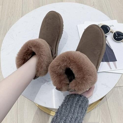 2020 Women Boots Faux Suede Snow Boots Women Ankle Boots Warm Fur women booties Solid Winter Boots Leather Women Shoes R12-31