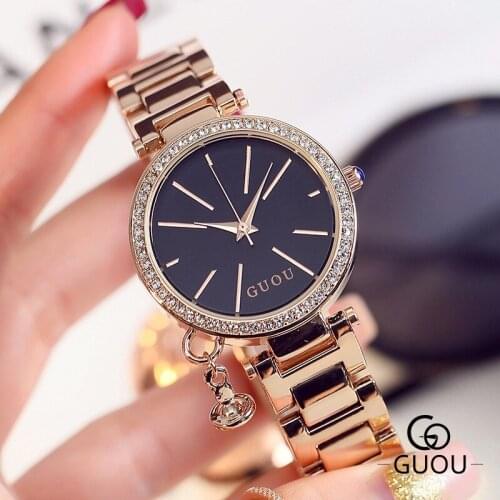 2019 golden steel watchband lady round zircon diamond stone dial fashion luxury women quarz watch G8172