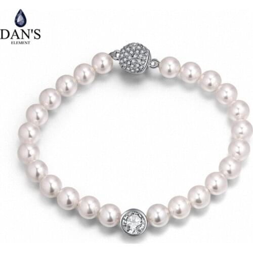 Dans Element Crystal Zircon jewelry Pearl White gold Color Fashion Bracelets bangle for women Brand new sale Vintage #133319
