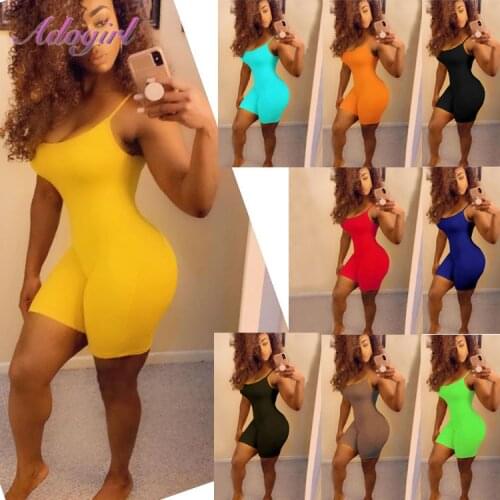Fitness Sportwear Rompers Casual Solid Spaghetti Strapless Backless Jumpsuit Women Summer Outfit Party Club Playsuit Overalls