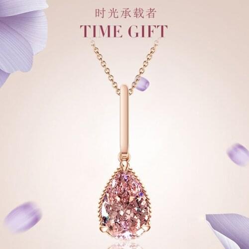 Real Natural Pink Topaz Jewelry Pendant 14K Rose Gold Necklace Women Collares Mujer Naszyjnik Bizuteria Bohemia 14 K Pendants