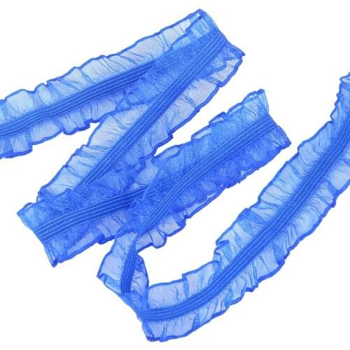 1M Elastic Pleated Guipure 2.5cm Lace Ribbon Blue Lace Fabric Trim DIY Sewing Decoration For Clothes Craft Supplies Accessories